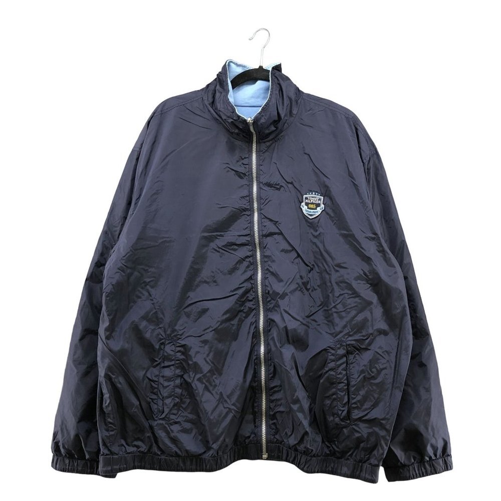 VTG Tommy‎ Hilfiger Windbreaker Jacket Mens XL Blue Crest Reversible Preppy